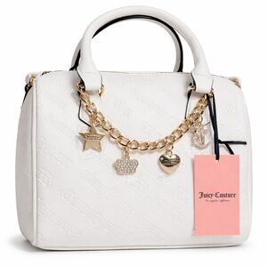 JUICY COUTURE White Satchel with Gold Charms